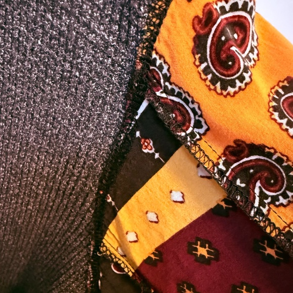 We The Free Charcoal Top with Colorful Patterned Sleeves - Picture 6 of 8